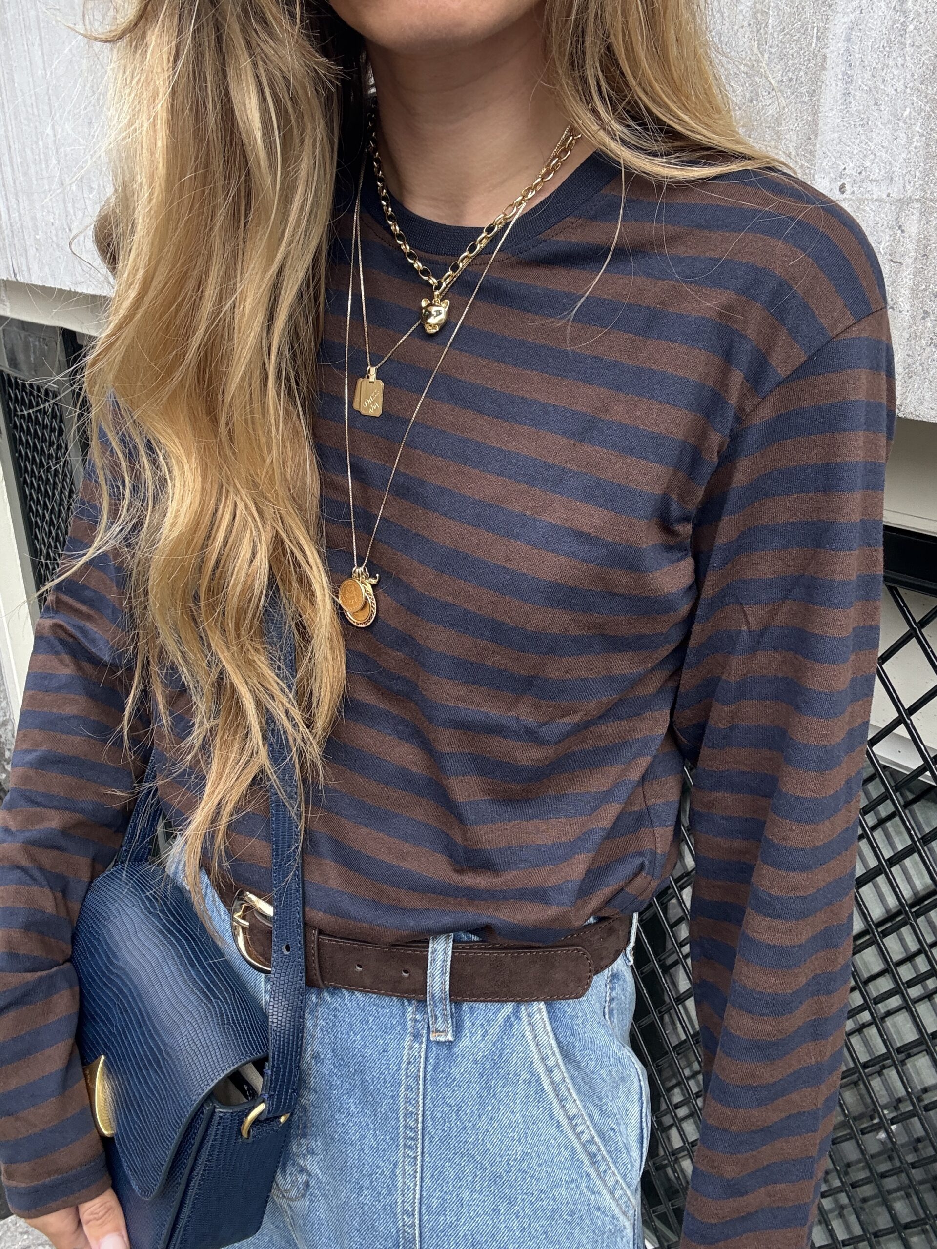 Tanja KVL Collectie Longsleeve navy brown stripes