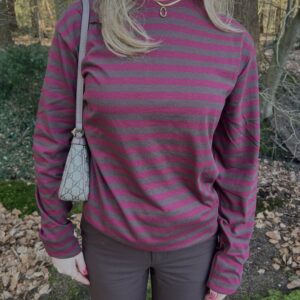 Bordeaux Red Brown Striped long sleeve