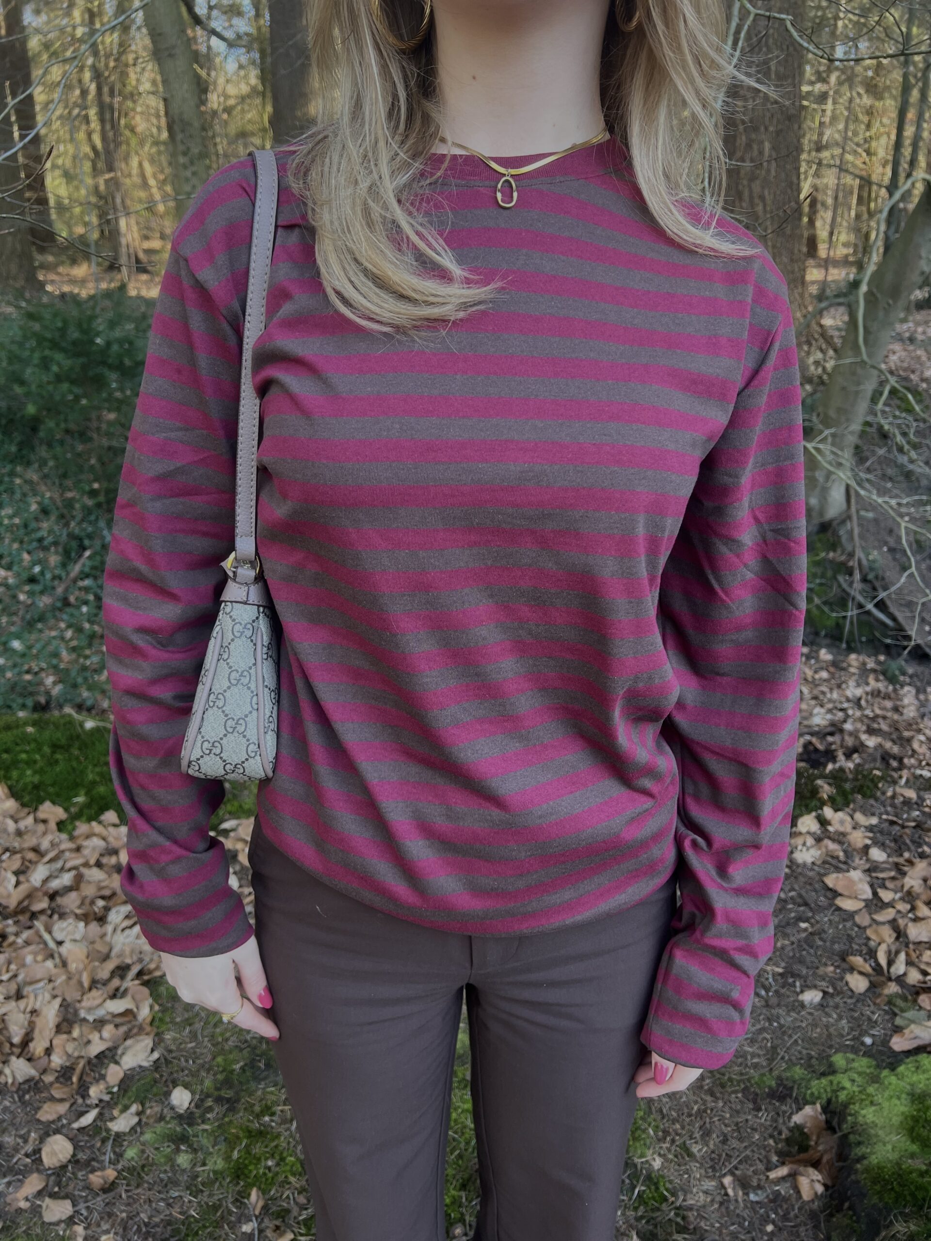 Bordeaux Red Brown Striped long sleeve